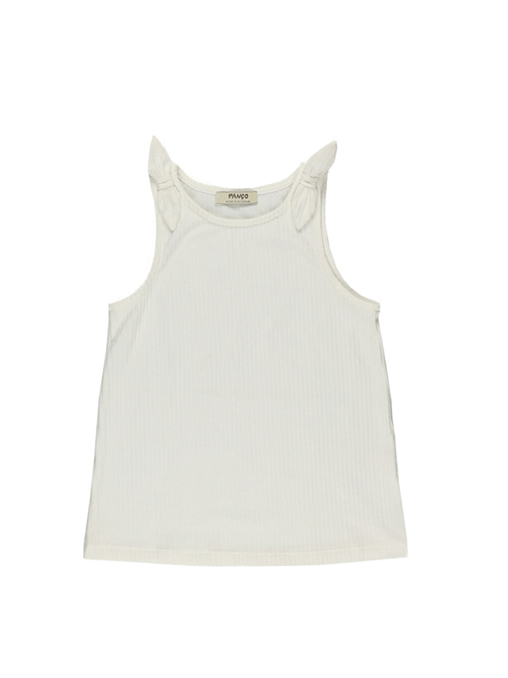 Kız Çocuk Omuzu Fiyonk Detaylı Fitilli Ekru Atlet-2