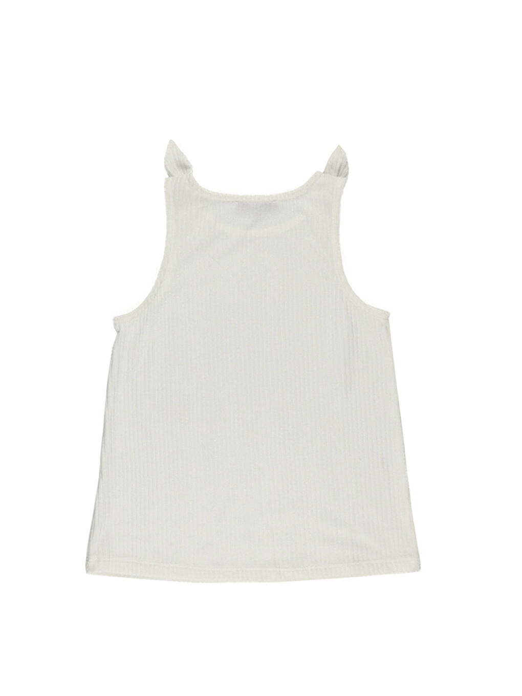 Kız Çocuk Omuzu Fiyonk Detaylı Fitilli Ekru Atlet-3