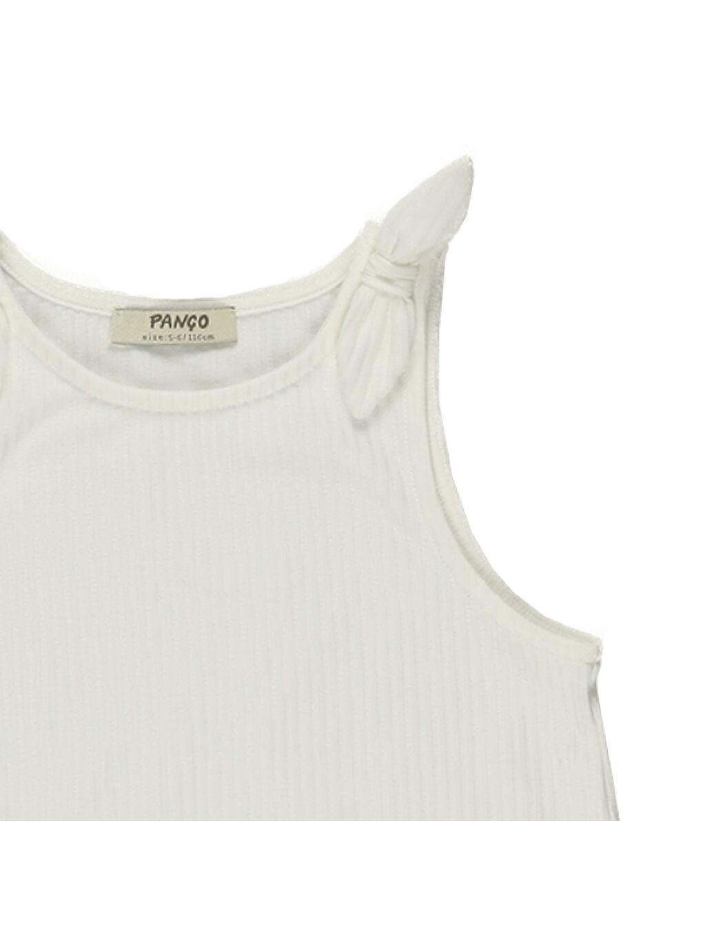 Kız Çocuk Omuzu Fiyonk Detaylı Fitilli Ekru Atlet-4