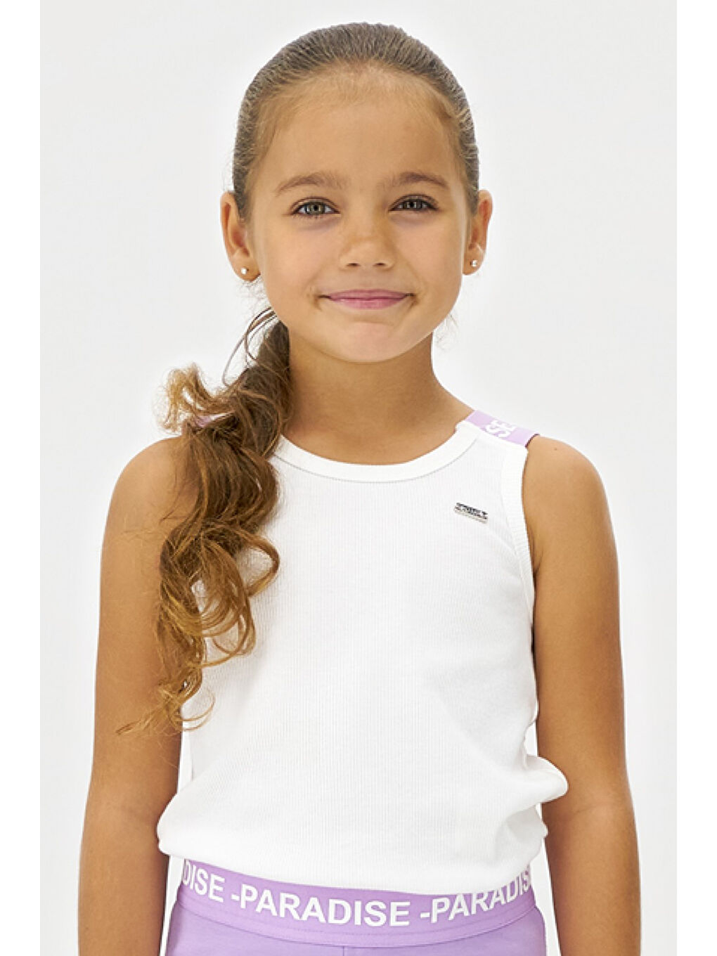 Kız Çocuk Askı Detaylı Beyaz Atlet-1