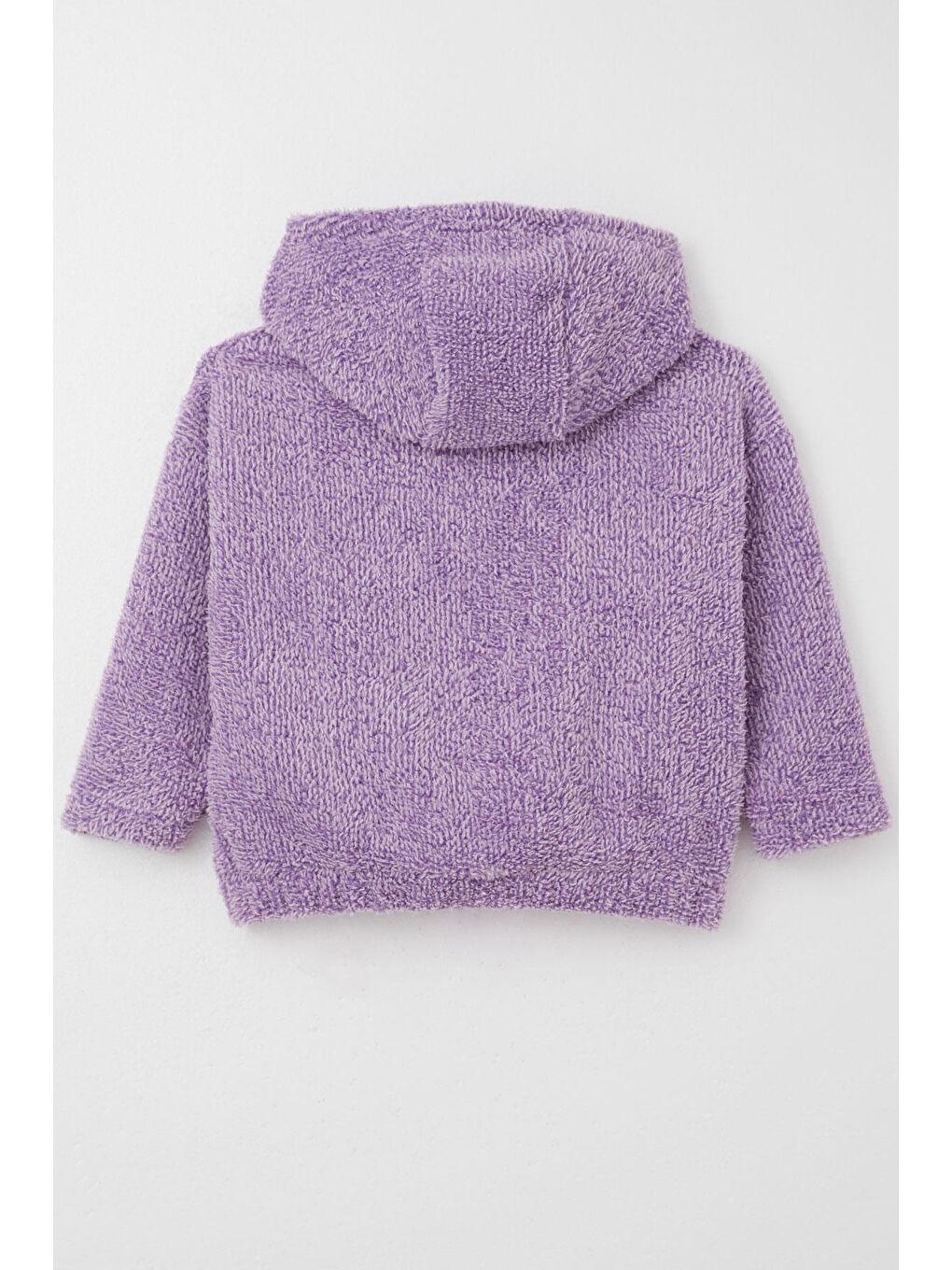 Kız Çocuk Pelüş Hırka Kapüşonlu Fermuarlı Lila  3 Yaş-4