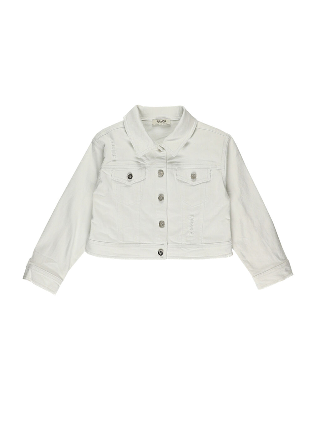 Kız Çocuk Cep Detaylı Beyaz Jean Ceket-2