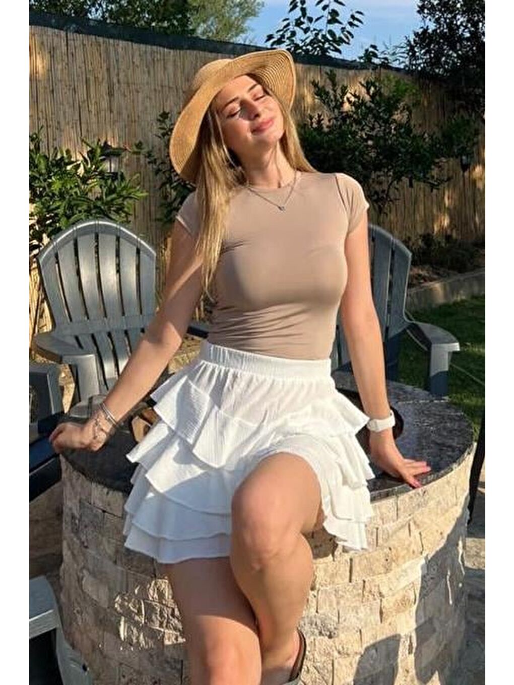 Beyaz Mykonos Mini Etek Mg2070-2