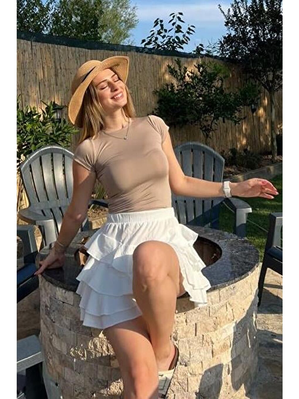 Beyaz Mykonos Mini Etek Mg2070-3