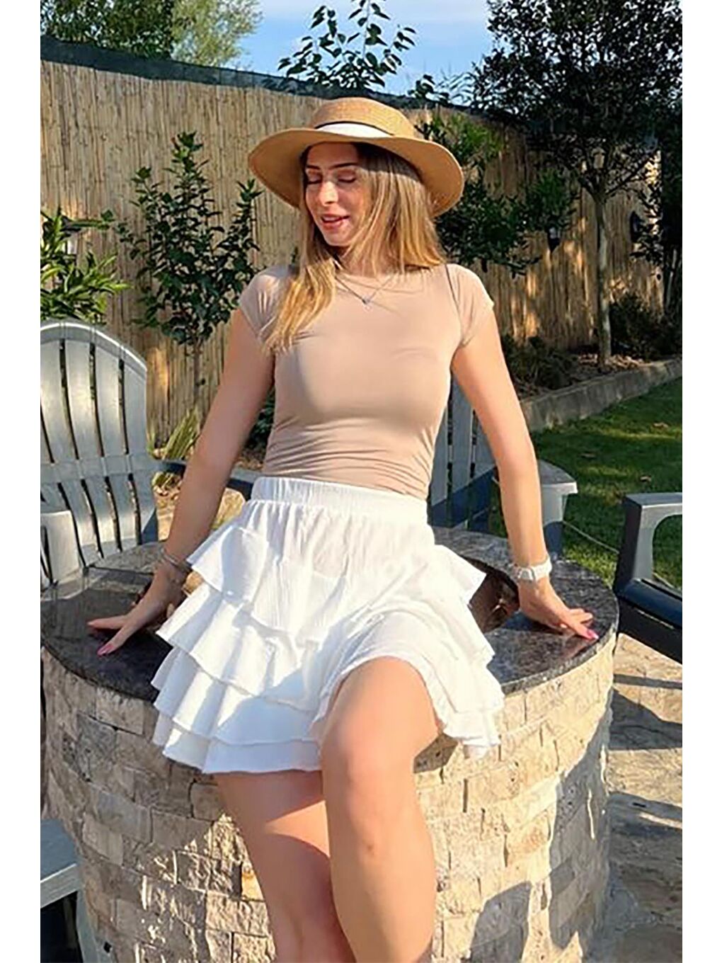 Beyaz Mykonos Mini Etek Mg2070-4