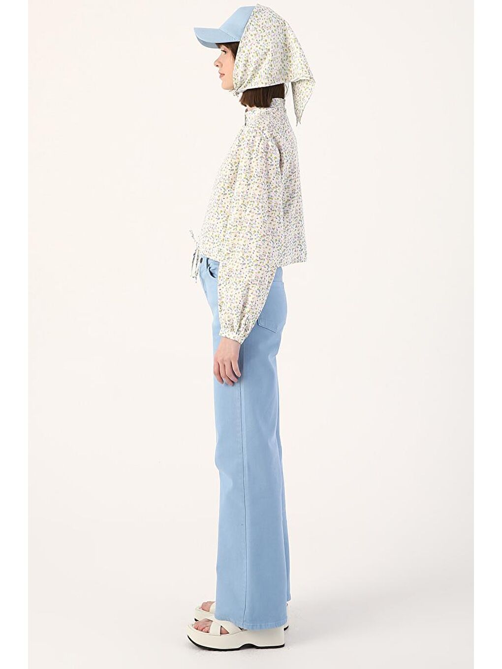 Mavi-Wide Leg Yüksek Bel Pantolon-2