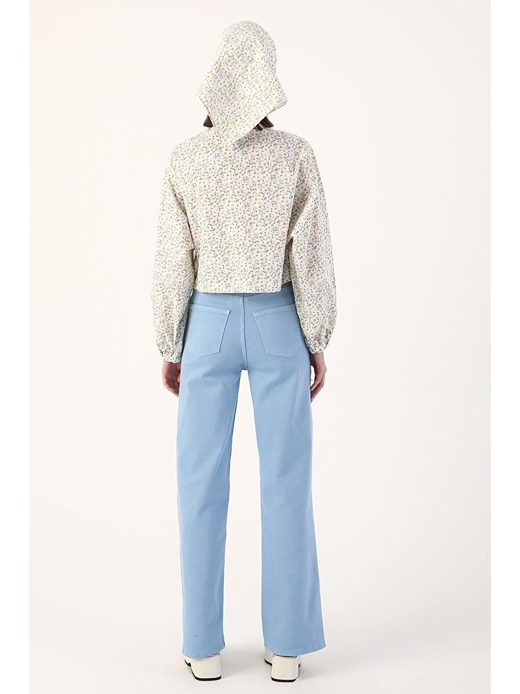 Mavi-Wide Leg Yüksek Bel Pantolon-3