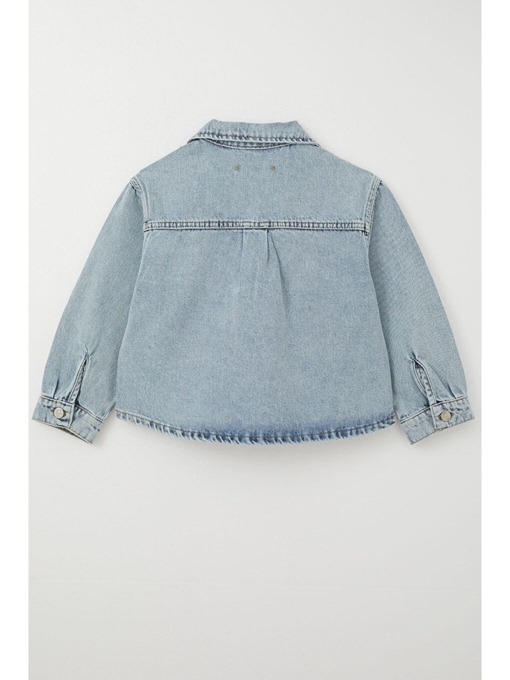 Kız Çocuk Jean Ceket Düğmeli Cepli Açık Mavi (5-8 Yaş)-4