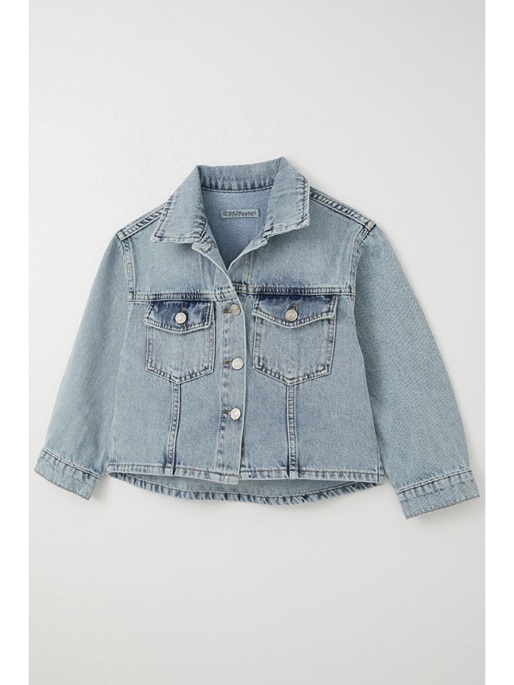 Kız Çocuk Jean Ceket Düğmeli Cepli Açık Mavi (5-8 Yaş)-5