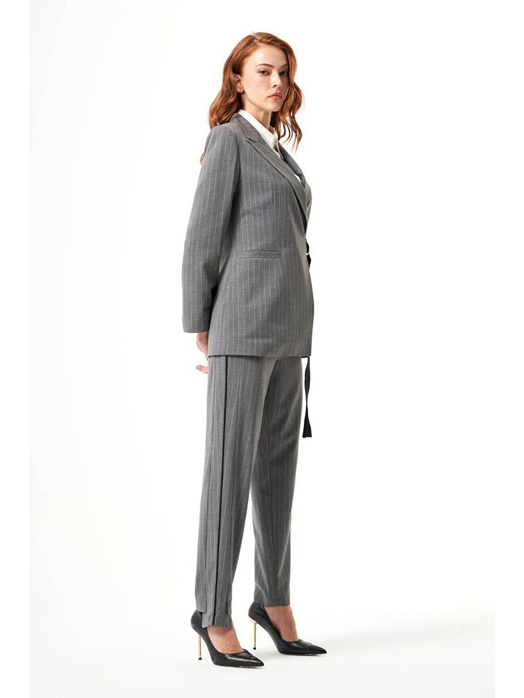 Çizgili Gri Ceket-1