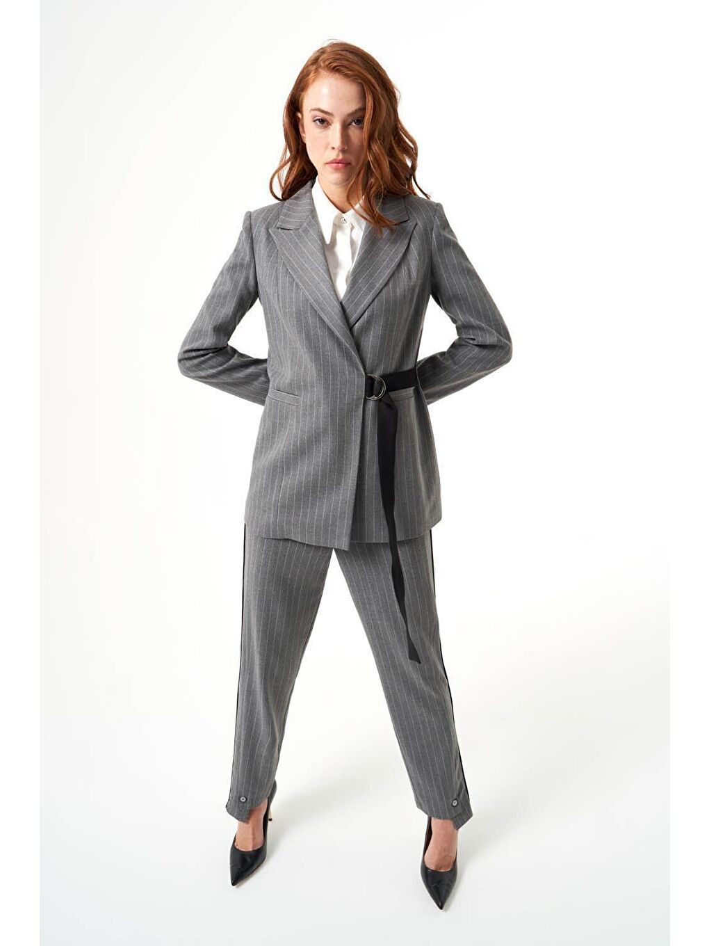 Çizgili Gri Ceket-2