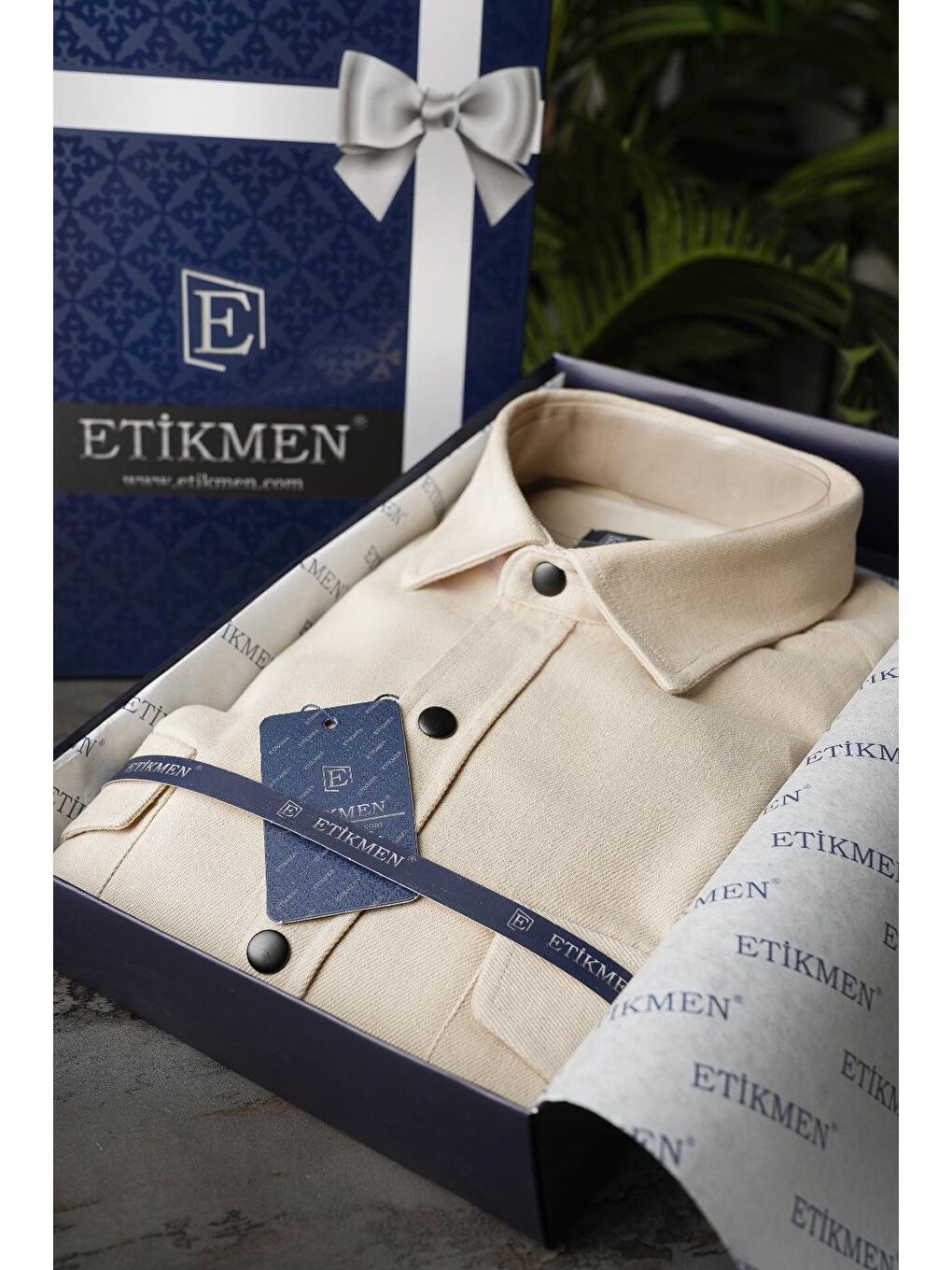 Etikmen Bej Slimfit Gerçek Jean Erkek Gömlek - 3