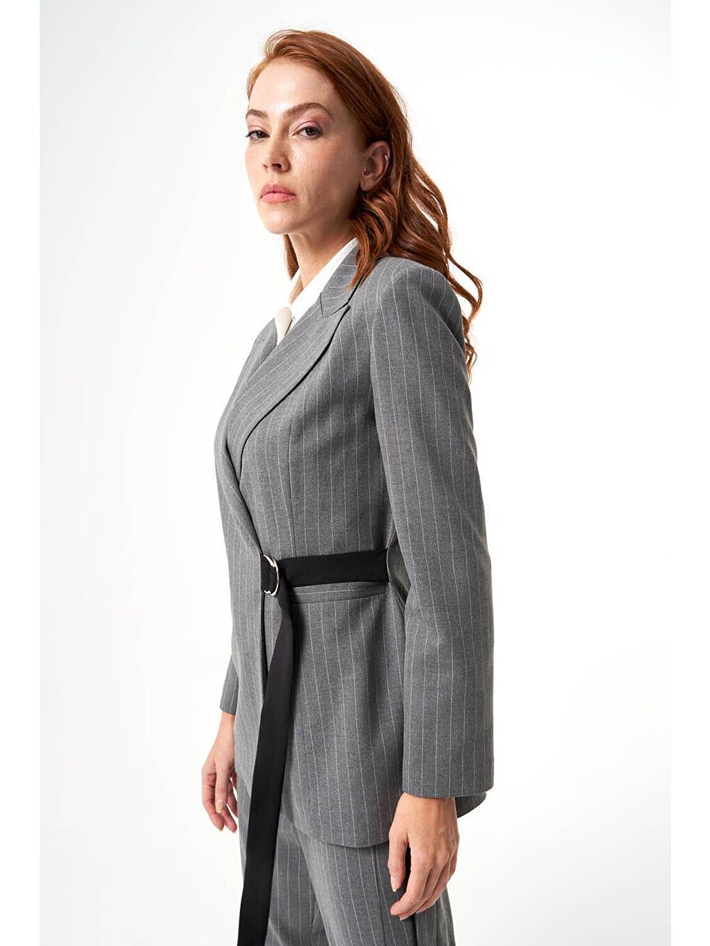 Çizgili Gri Ceket-7