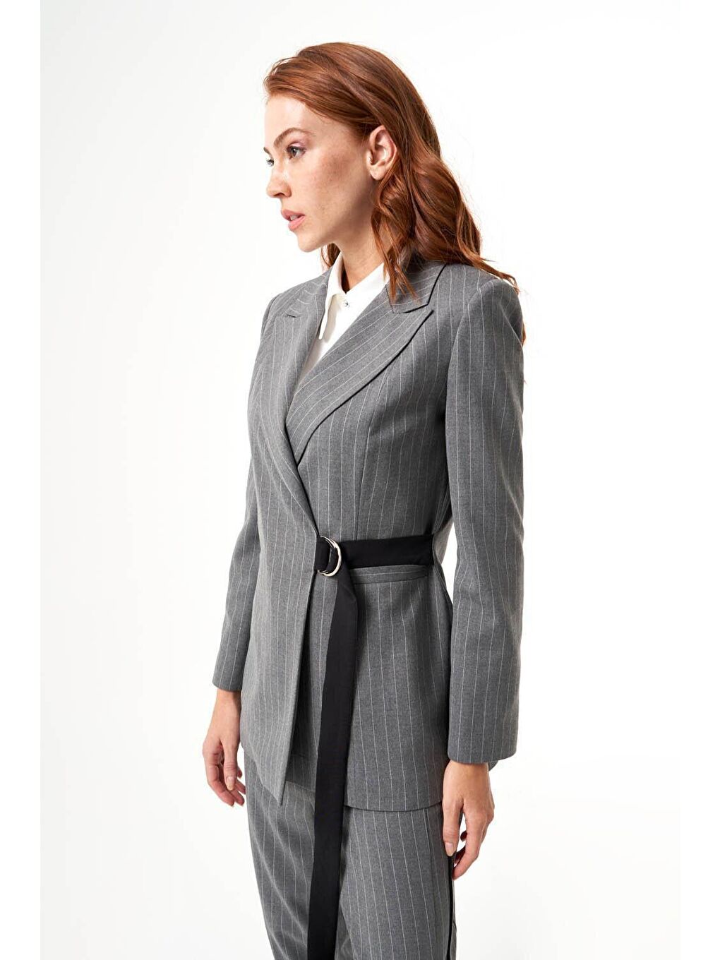 Çizgili Gri Ceket-8