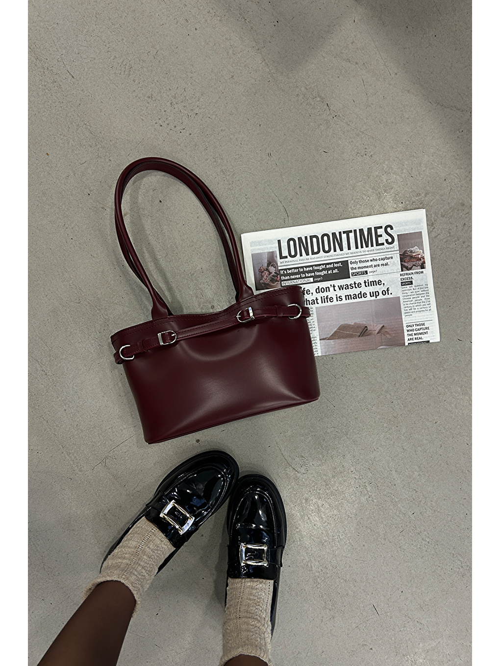 Glove Omuz Çantası Bordo-8