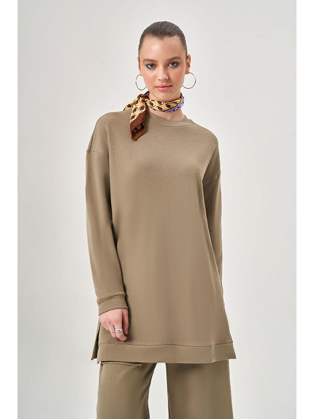 Basic Örme Yeşil Sweatshirt-1