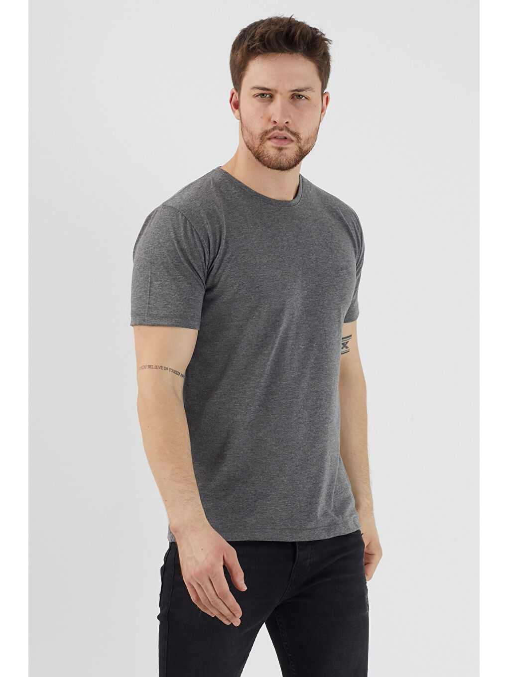 SANDER KTN Erkek Antrasit %100 Pamuk Tişört