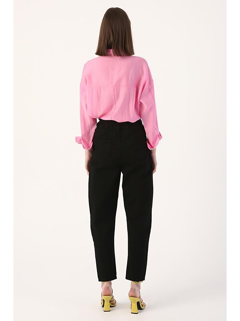 ALLDAY Siyah-Beli Büzgülü Slouchy Jean Pantolon - 3