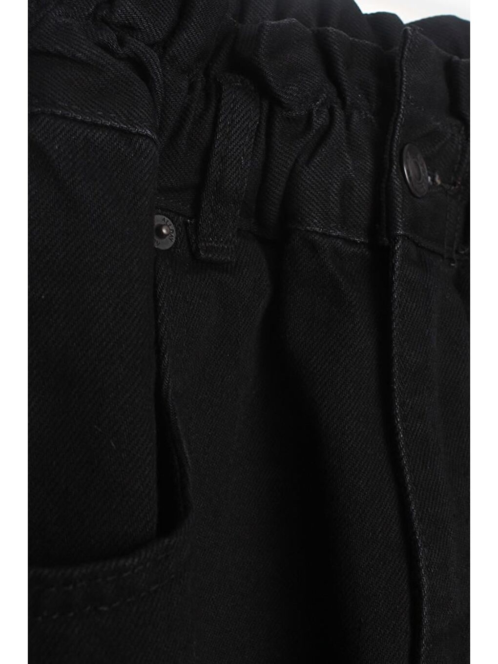 ALLDAY Siyah-Beli Büzgülü Slouchy Jean Pantolon - 4