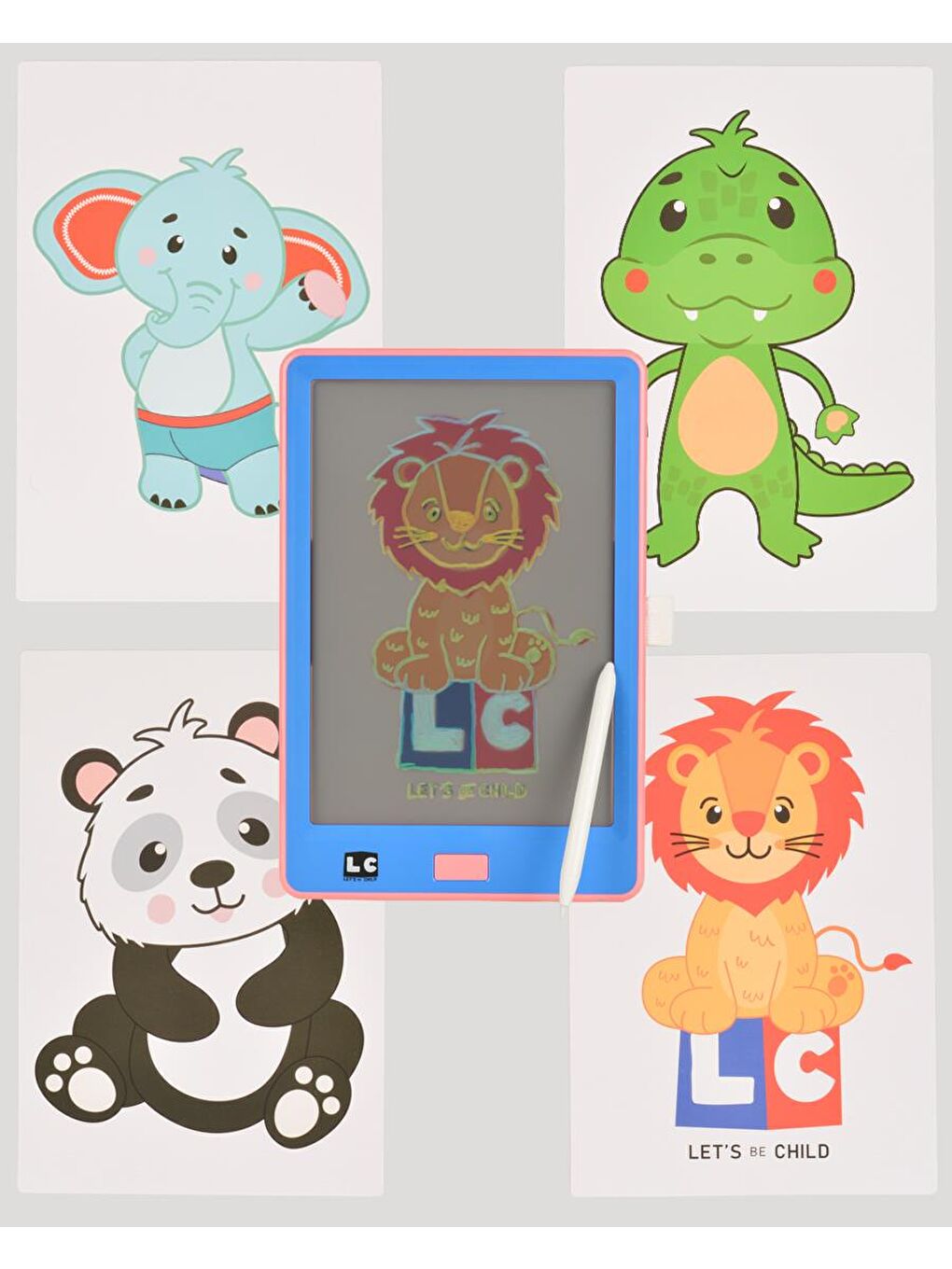 10 inch Şeffaf LCD Dijital 4 Adet Çizim Kartlı Tablet-Mavi-2