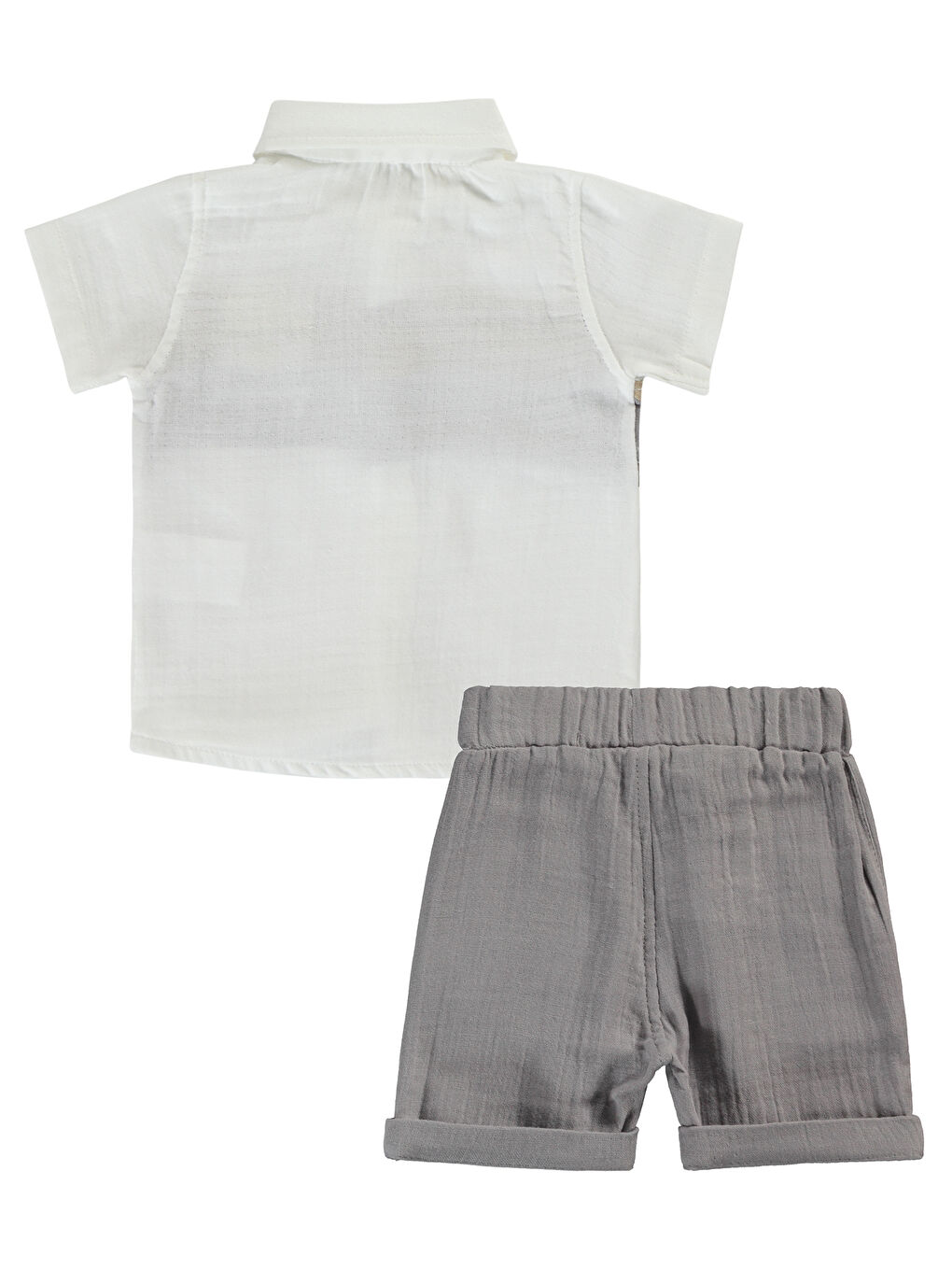 Erkek Bebek 3'lü Şortlu Takım 6-18 Ay Gri-1