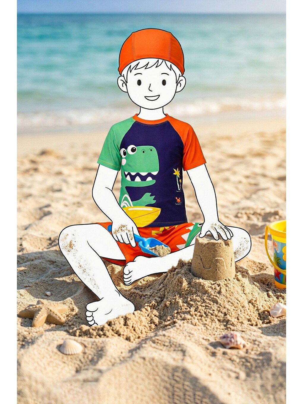 Turuncu Summer Dino Erkek Çocuk Mayo Takımı-2