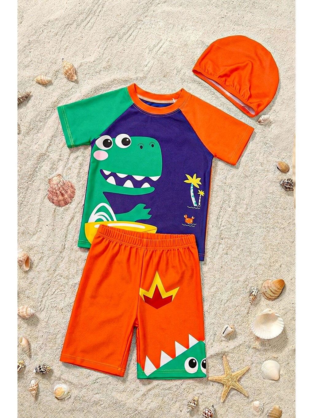Turuncu Summer Dino Erkek Çocuk Mayo Takımı-5