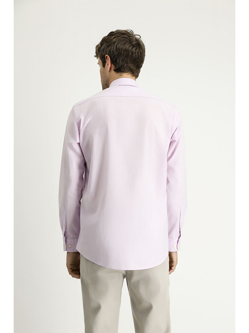 Pembe Uzun Kol Regular Fit Spor Pamuk %100 Pamuk Gömlek-3