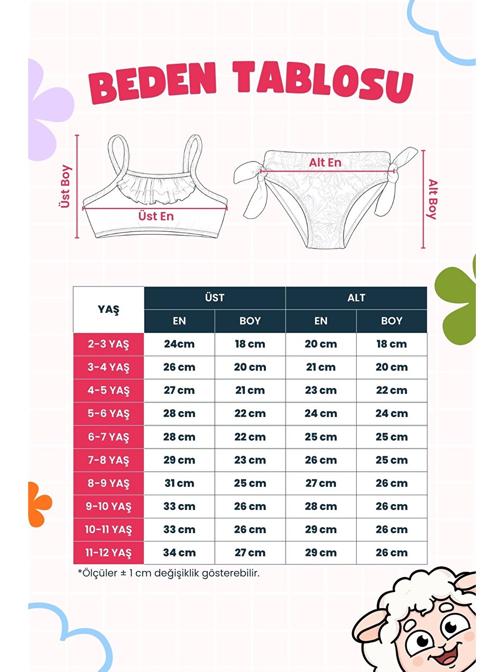 Fuşya Kız Çocuk Renkli Tropik Desen Bikini Takımı-6