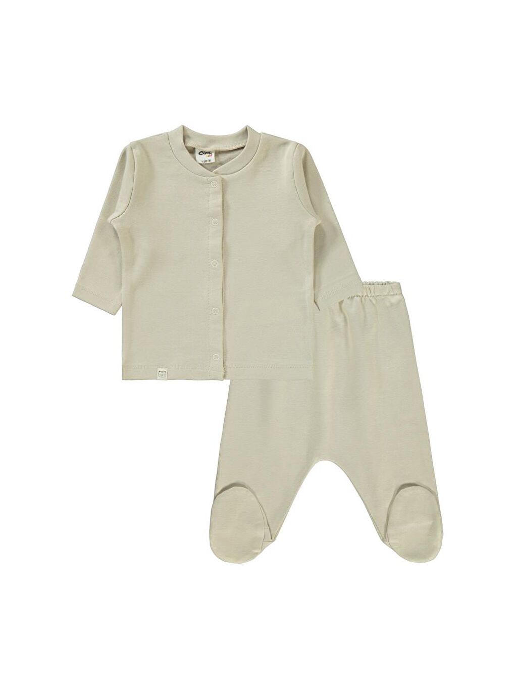 Baby Düz 1-6 Ay Pijama Takımı - Bej 1-3 Ay