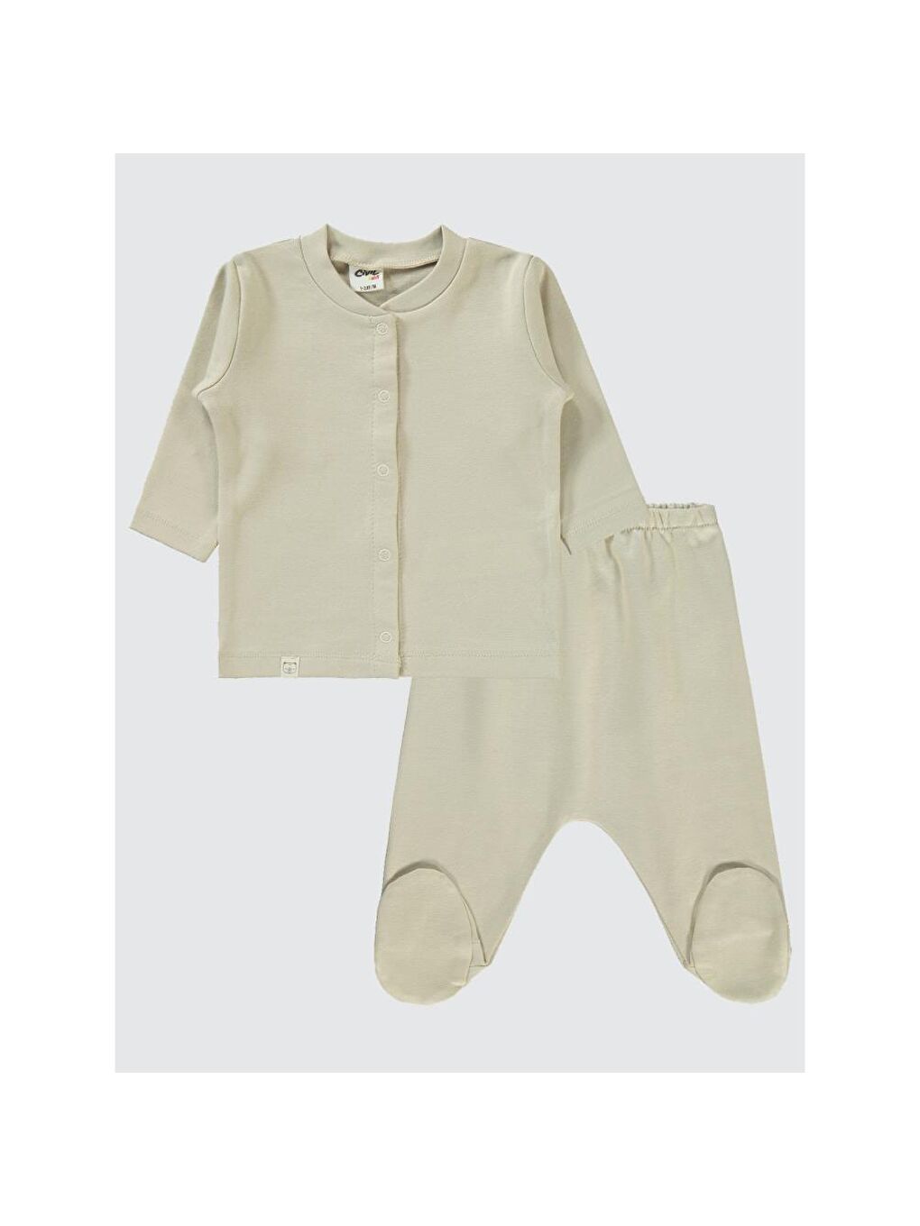 Baby Düz 1-6 Ay Pijama Takımı - Bej 1-3 Ay-3