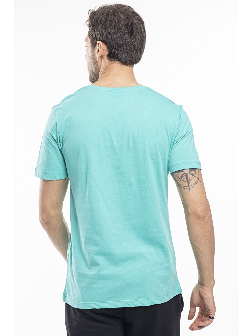 SARGON Erkek %100 Pamuk Tişört Koyu Yeşil-2