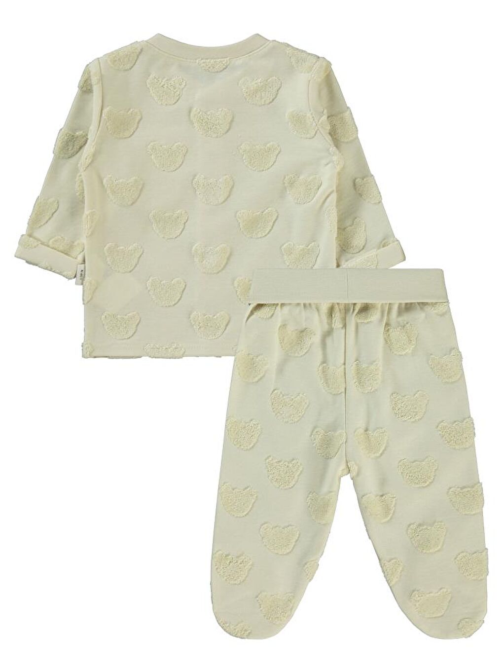 Baby Kabartmalı Ayıcık Baskılı 1-6 Ay Pijama Takımı - Bej 3-6 Ay