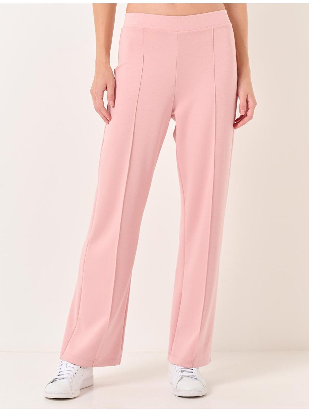 Pembe Gül Kurusu Yüksek Bel Normal Paça Jogger Pantolon-4