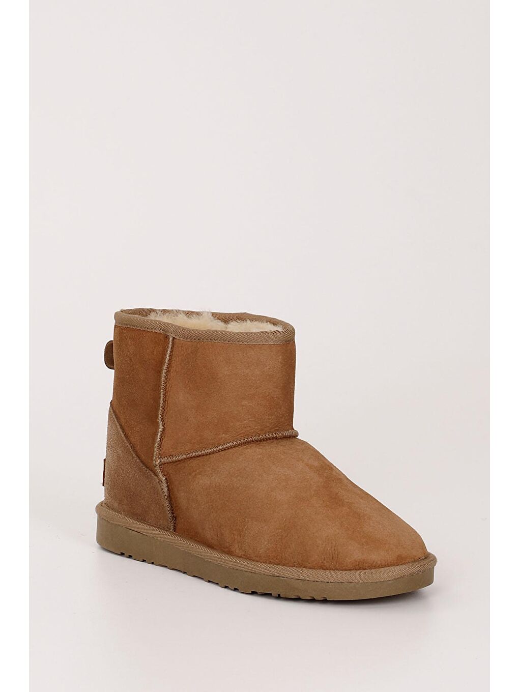 Kahverengi TABA  Hakiki Post Kısa Kadın Kürklü Bot 34045-4