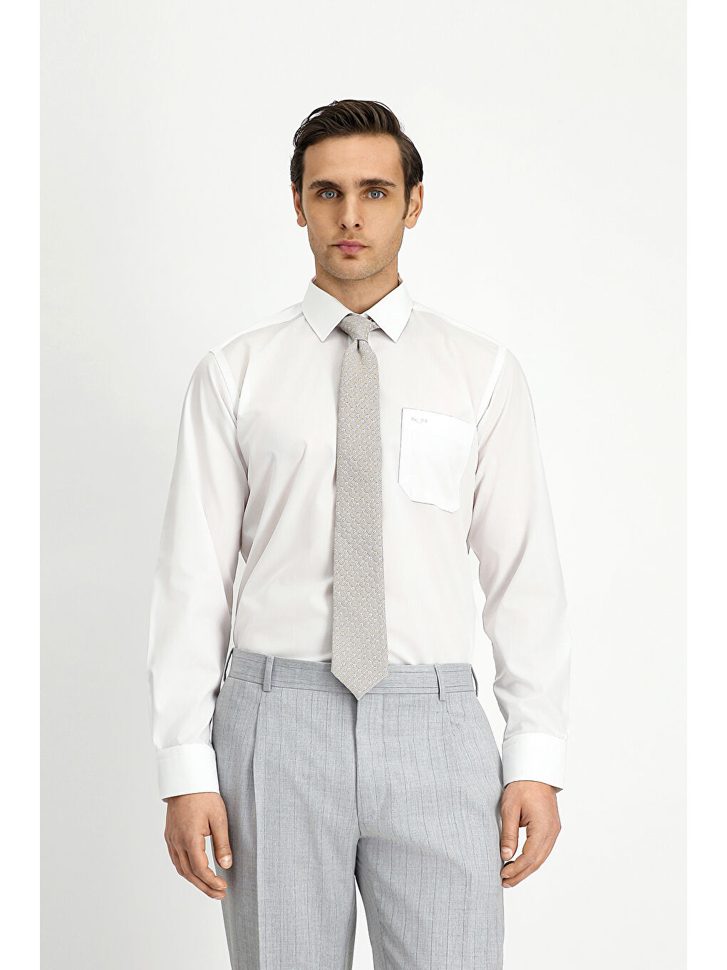 Beyaz Uzun Kol Regular Fit Non Iron Ütü Gerektirmeyen Pamuklu Büyük Beden Gömlek-2