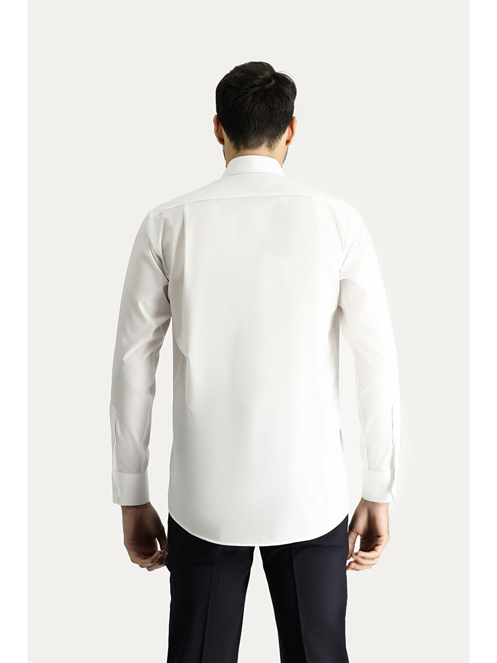 Beyaz Uzun Kol Regular Fit Non Iron Ütü Gerektirmeyen Pamuklu Büyük Beden Gömlek-6