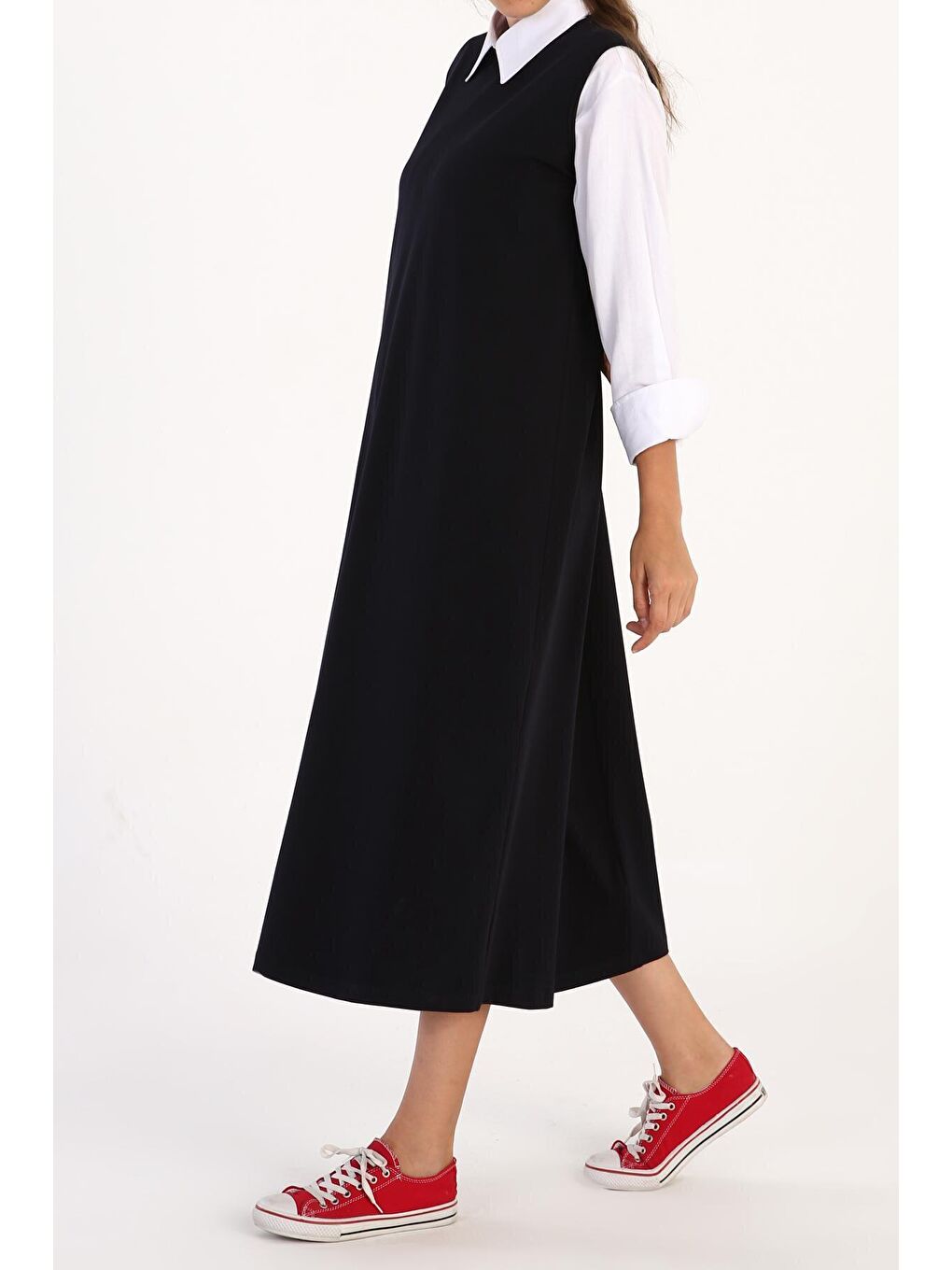 Lacivert Kolsuz Basic İçlik Elbise