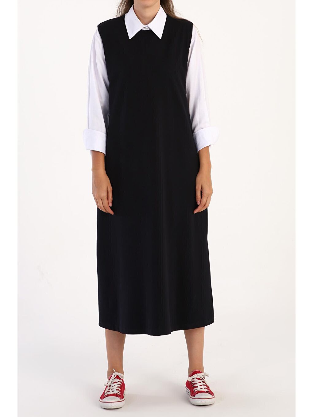 Lacivert Kolsuz Basic İçlik Elbise-1