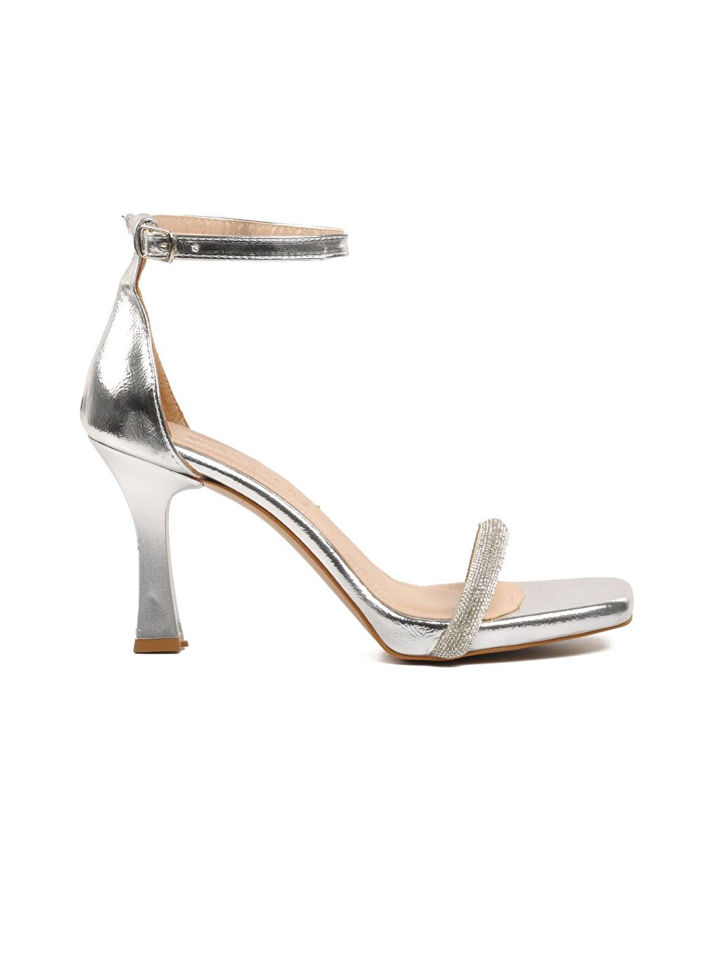 Gri 290 Gümüş Kırışık Kadın Abiye Ayakkabı