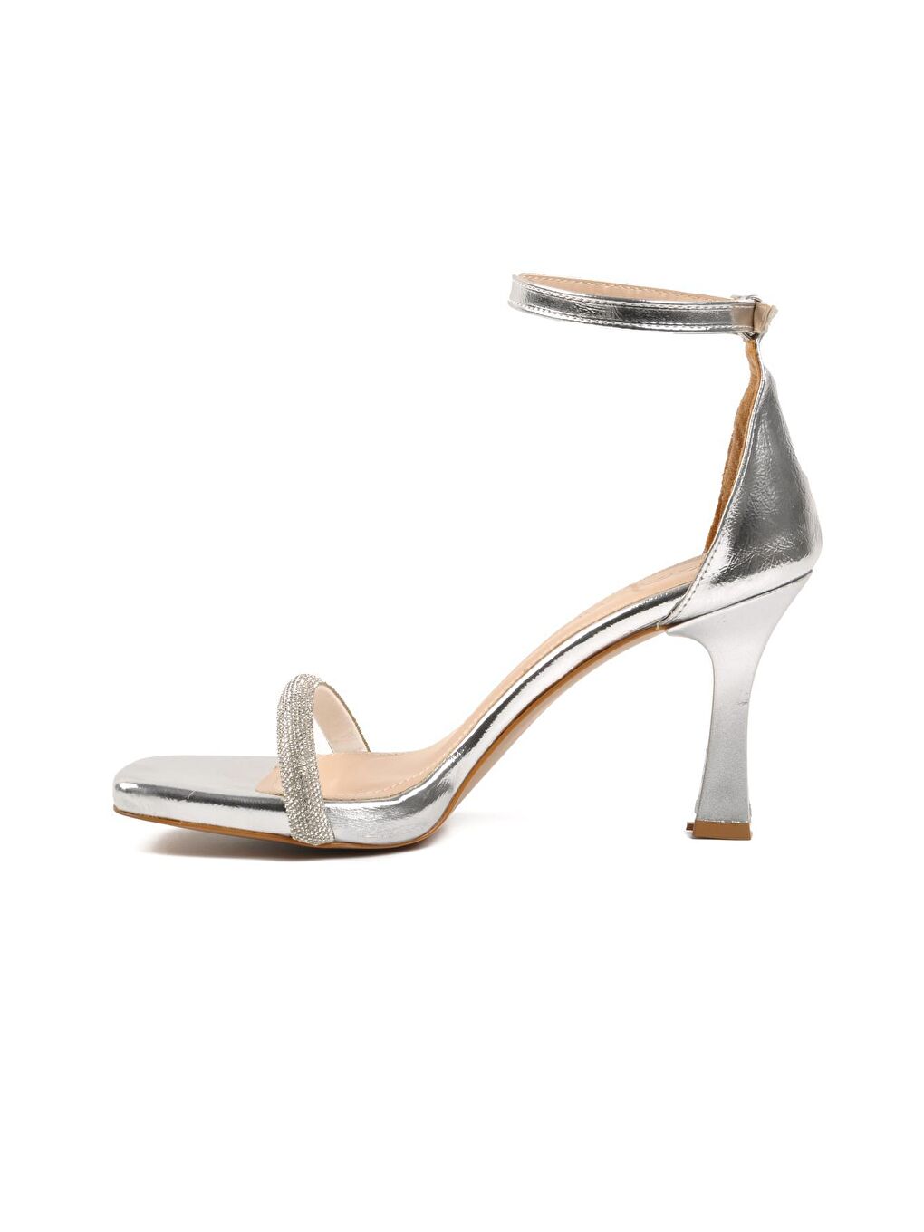 Gri 290 Gümüş Kırışık Kadın Abiye Ayakkabı-1