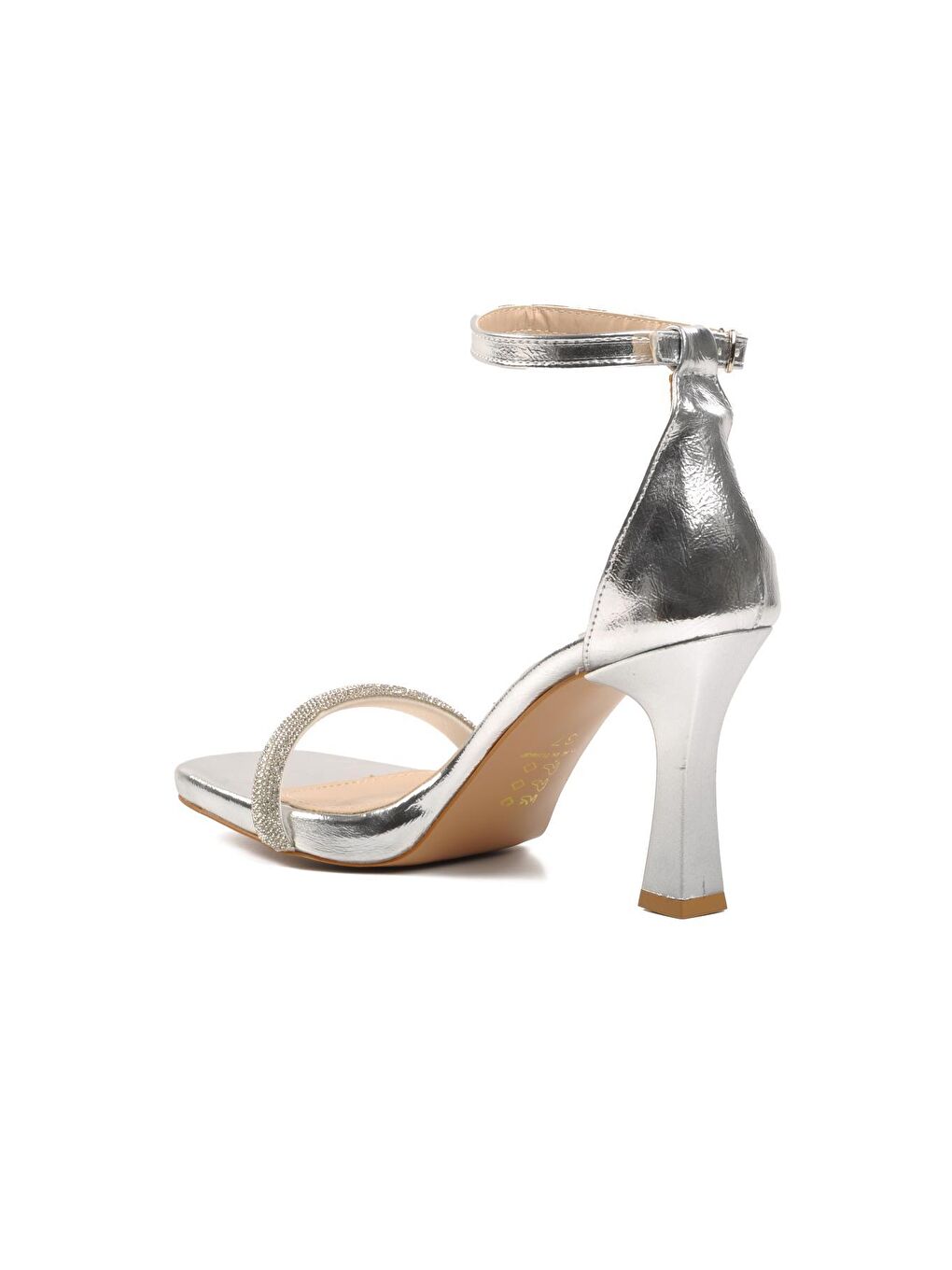 Gri 290 Gümüş Kırışık Kadın Abiye Ayakkabı-3