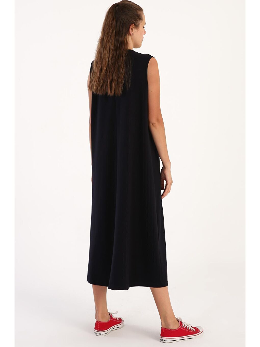 Lacivert Kolsuz Basic İçlik Elbise-3