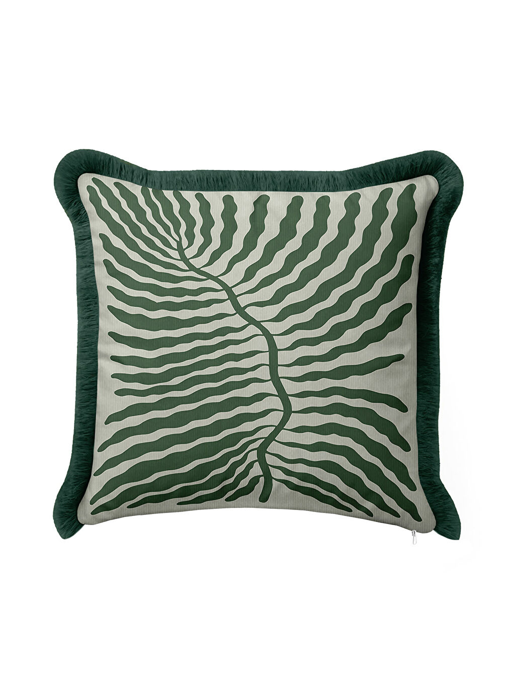 Karışık Zarif Tropik Yaprak Saçaklı Yastık Kılıfı - Doğal Botanik Modern Yeşil Püsküllü Kırlent Kılıfı-3
