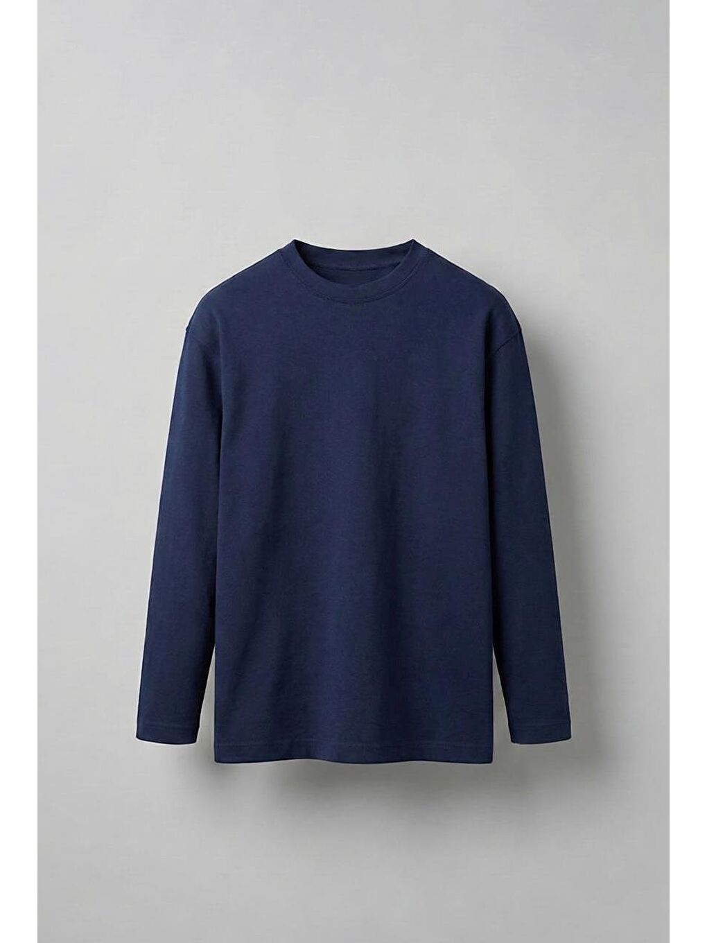 Erkek Oversize Basic Uzun Kollu Sweatshirt Lacivert