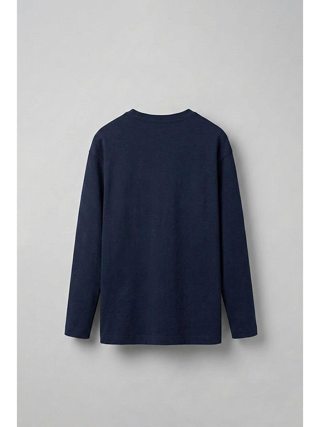 Erkek Oversize Basic Uzun Kollu Sweatshirt Lacivert-1