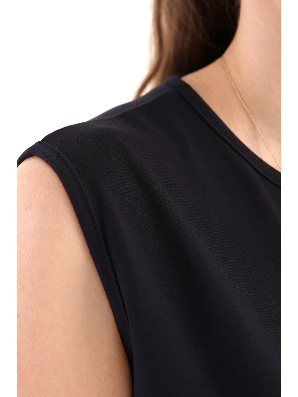 Lacivert Kolsuz Basic İçlik Elbise-4