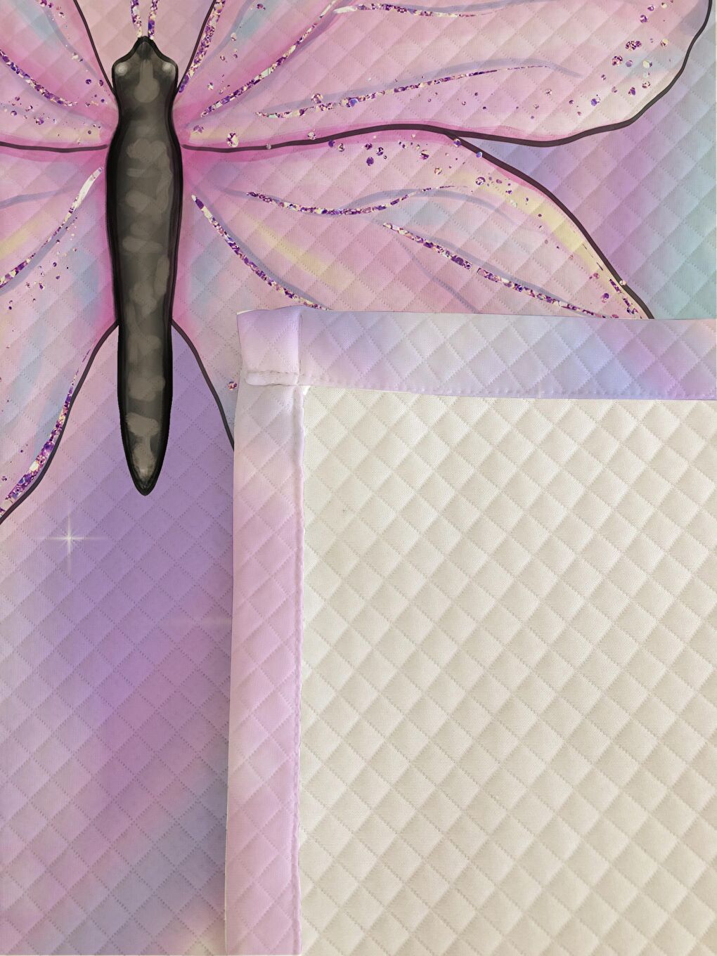 Karışık Kelebek Desenli Bebek Ve Çocuk Baskılı Tek Kişilik Pike Takımı Pembe-3