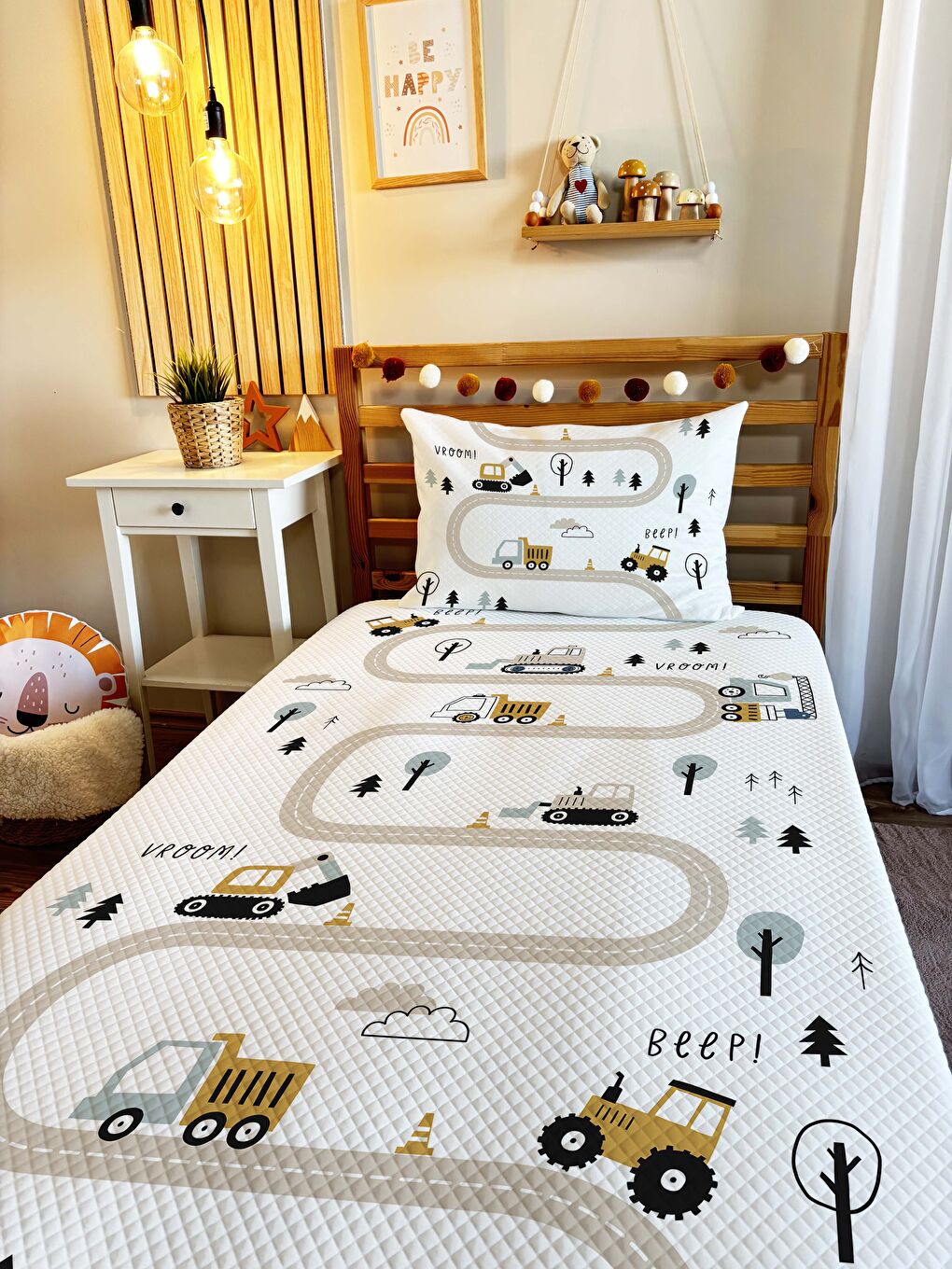 Karışık Yol Desen Tek Kişilik Çocuk Pike Takımı-2