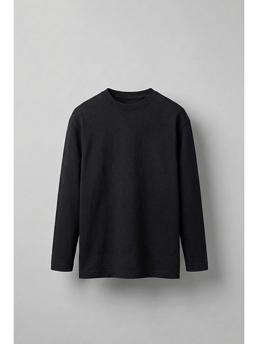 Erkek Oversize Basic Uzun Kollu Sweatshirt Siyah